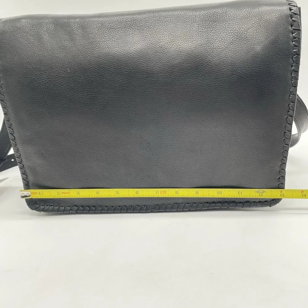 B-Bags Barganza Leather Messenger Bag Black Briefcase 8737W NWT 13x9.5x5